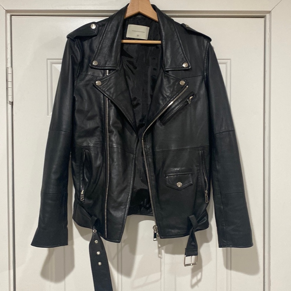 Men’s Deadwood sustainable leather biker jacket - brand new